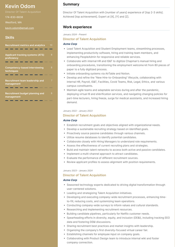 Director Of Talent Acquisition Resume Examples And Templates