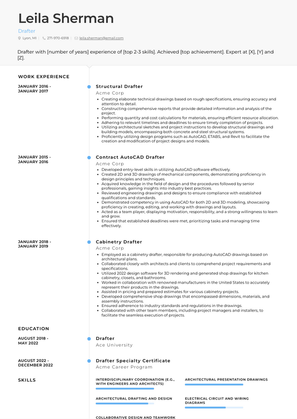 Drafter Resume Examples And Templates