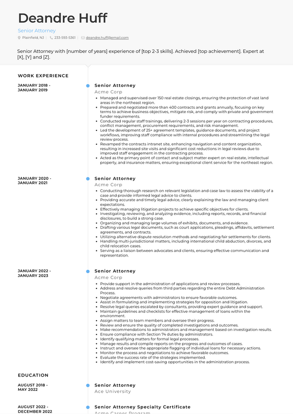 Senior Attorney Resume Examples And Templates