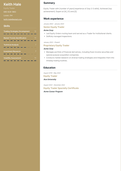 Equity Trader Resume Examples And Templates