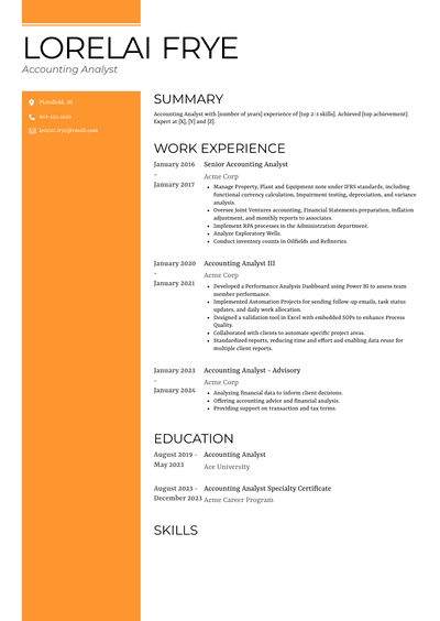 Accounting Analyst Resume Examples And Templates