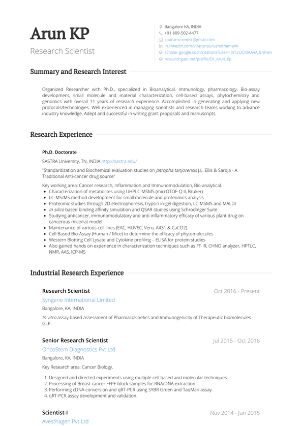 Senior Research Scientist Resume Samples And Templates Visualcv