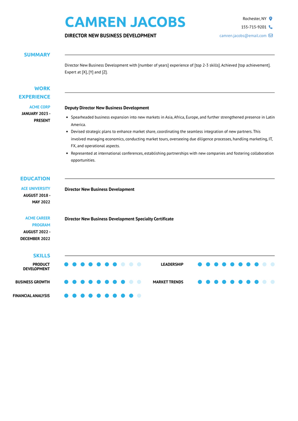 Director New Business Development Resume Examples And Templates