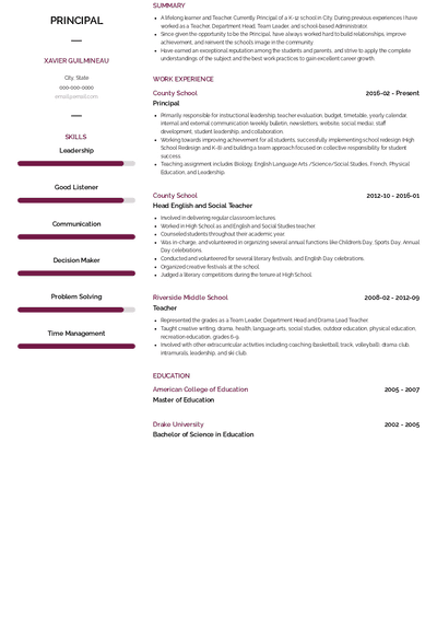 Principal Resume Samples and Templates | VisualCV