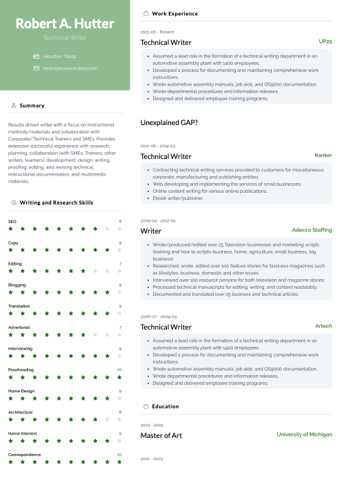 green color resume template nevis