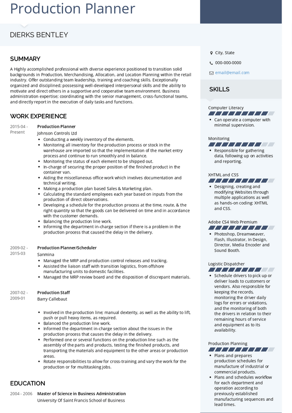 production-planner-resume-samples-and-templates-visualcv