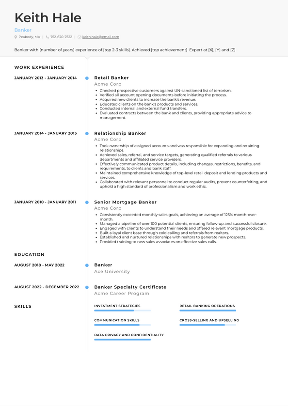 Banker Resume Examples and Templates