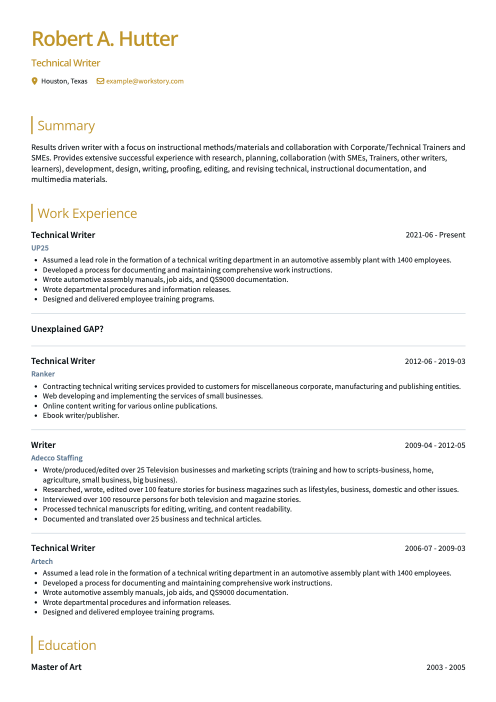 yellow color resume template zenith