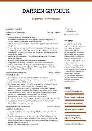 Information Security Officer CV Example and Template