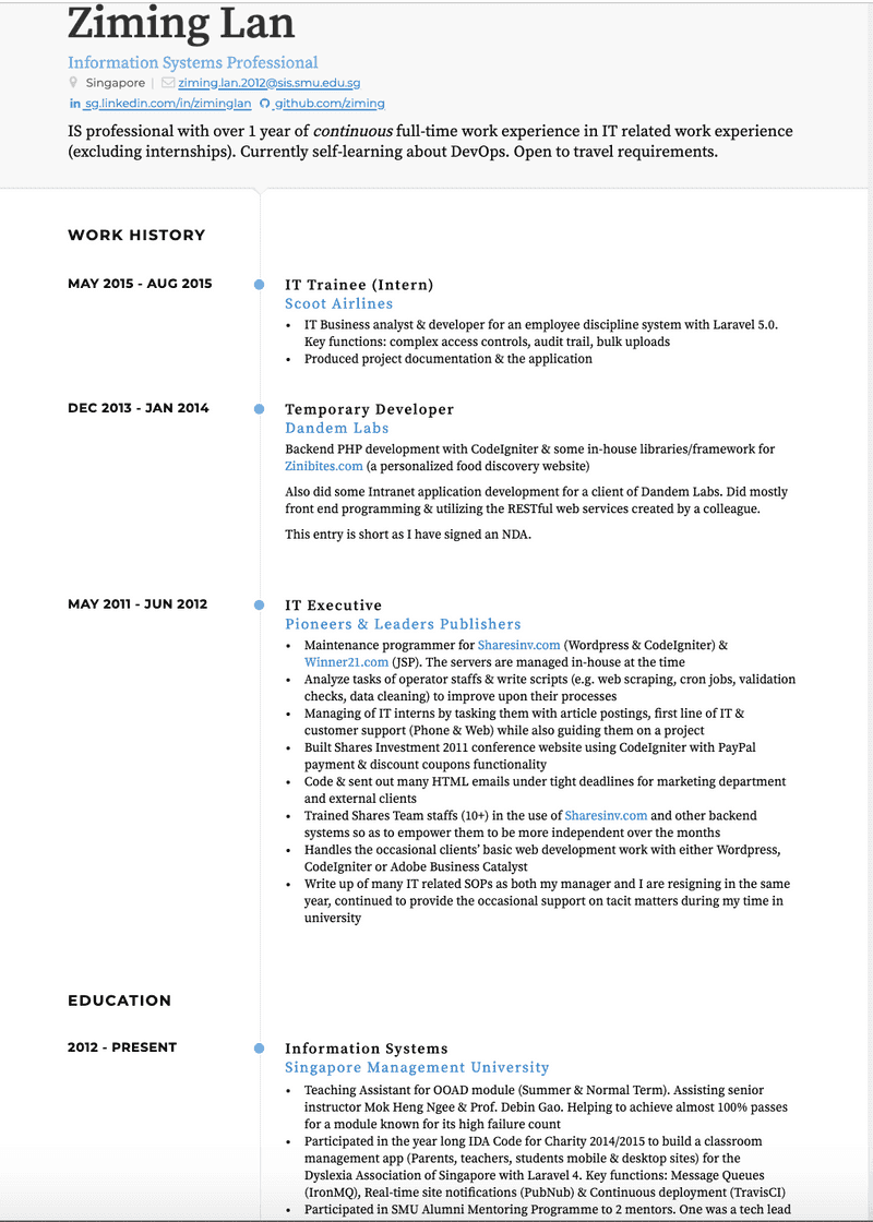 Trainee CV Example and Template