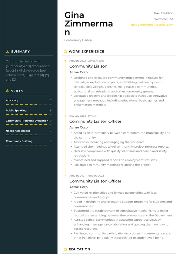 Community Liaison Resume Examples And Templates