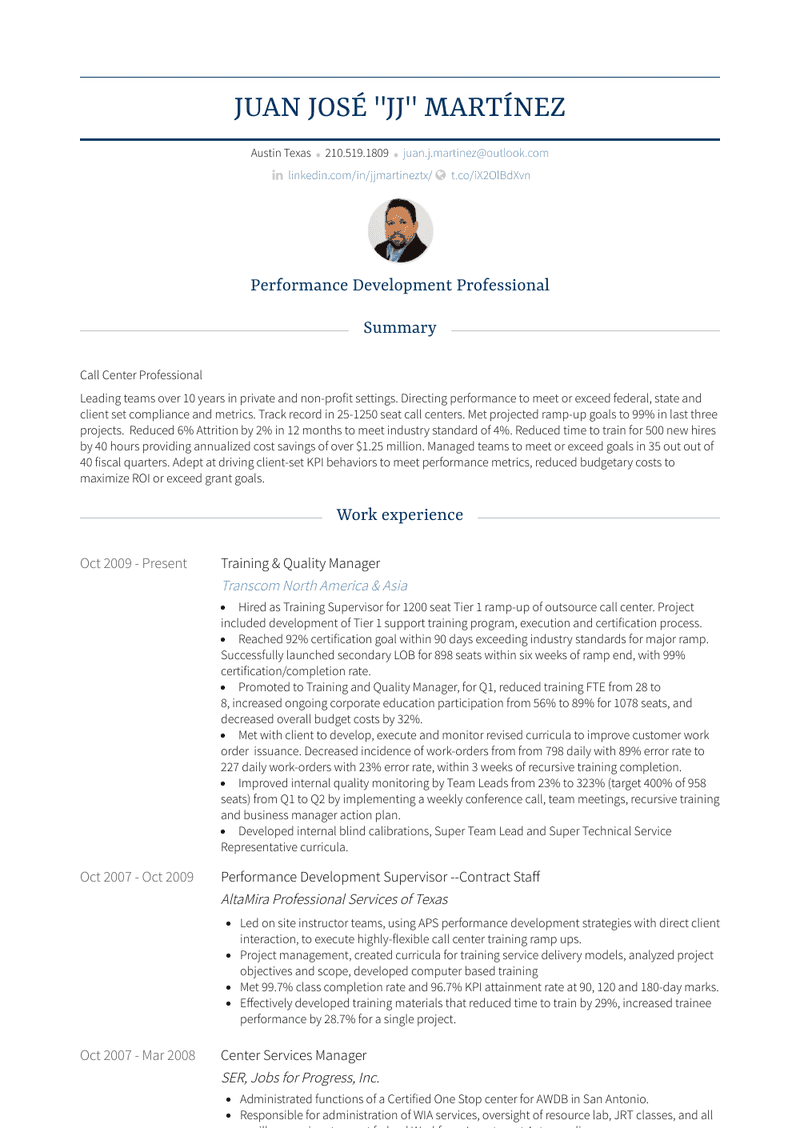 Best Training Quality Manager Resume Sample And Template For 2022