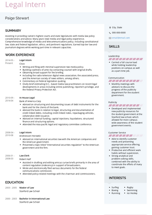 Legal Intern Resume Samples And Templates VisualCV   Legal Intern Resume Sample Modern 