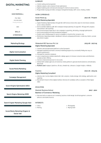 Digital Marketing Resume Samples [+ 2022 Examples Guide] | VisualCV