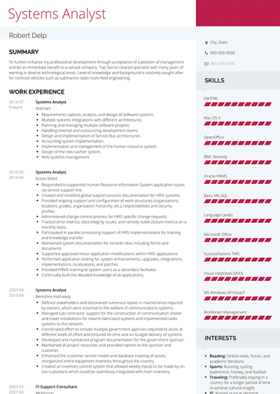 System Analyst Resume Samples [+ 3 Examples] | VisualCV