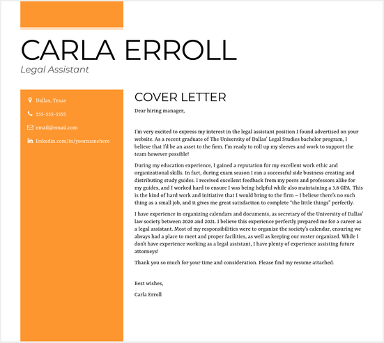 cover letter for paralegal no experience