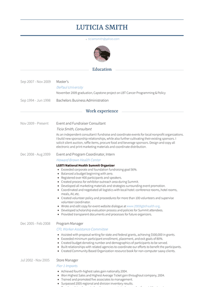 Fundraiser Resume Samples and Templates | VisualCV