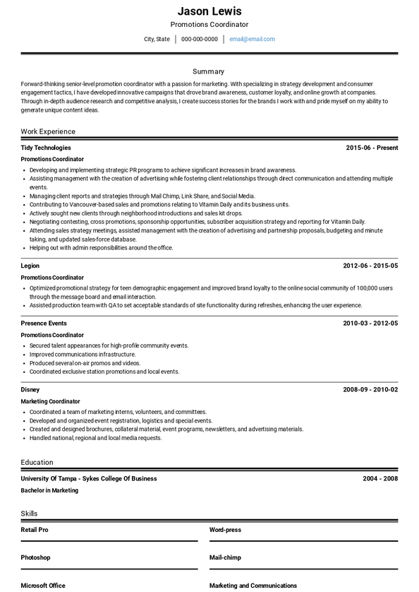 Promotions Assistant Resume Samples And Templates 