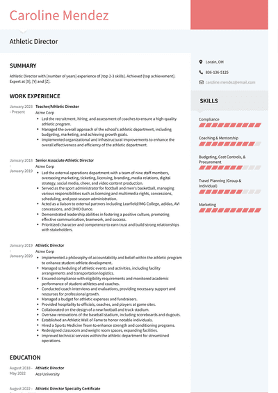 3+ Athletic Director Resume Examples And Templates