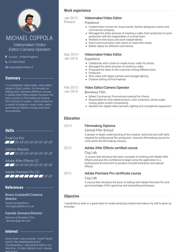 Editor Resume Samples and Templates | VisualCV