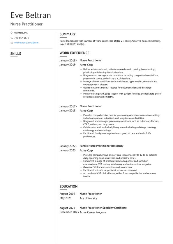 Nurse Practitioner Resume Examples And Templates 9538