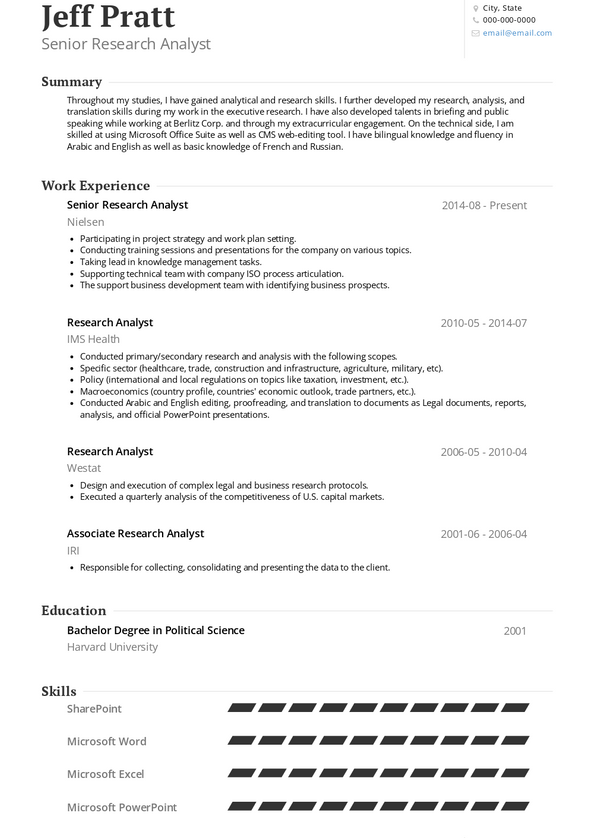 Research Analyst Resume Samples and Templates | VisualCV