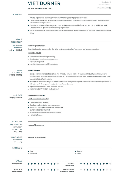 Technology Consultant Resume Samples and Templates | VisualCV