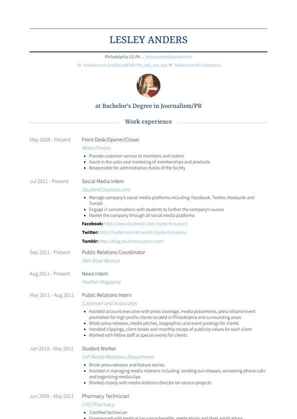 News Intern Resume Samples and Templates | VisualCV