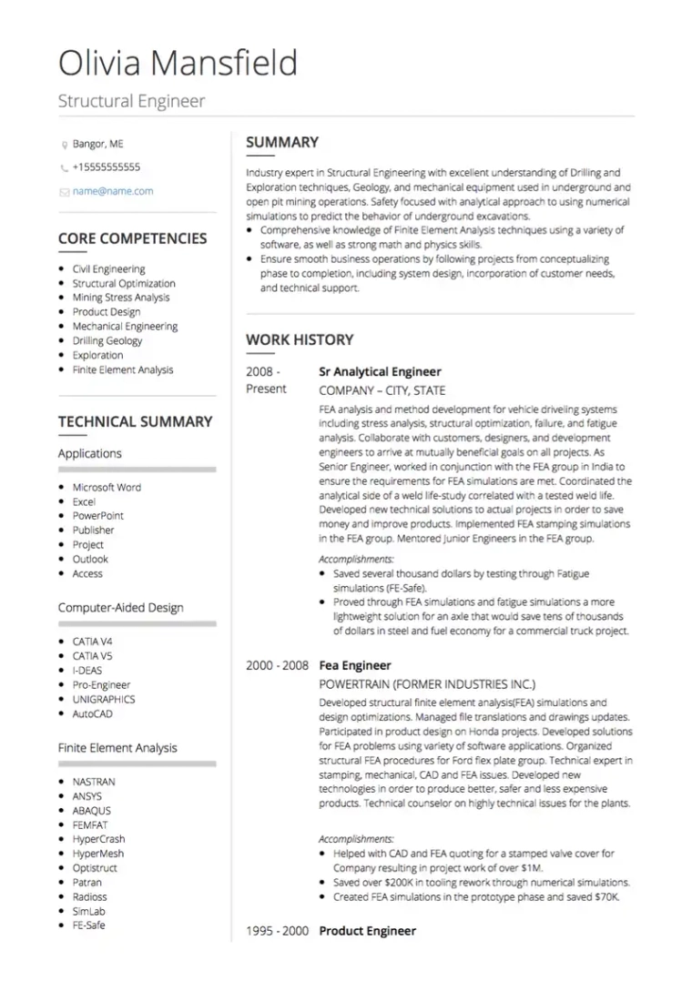 engineering scottish cv example