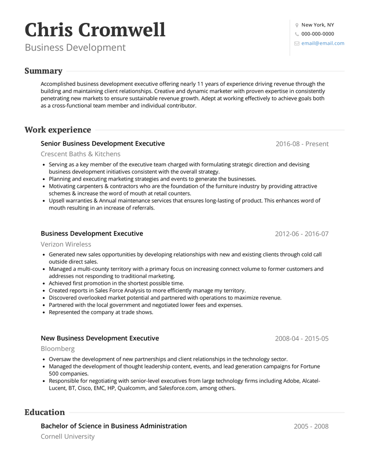 Best free resume template example: Standard