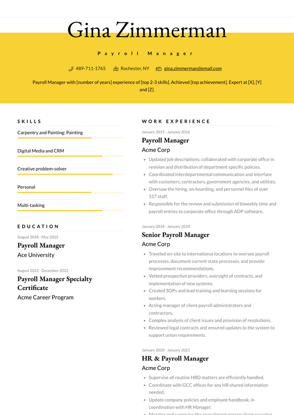 Payroll Manager Resume Examples And Templates   Payroll Manager Resume Example Elegant 