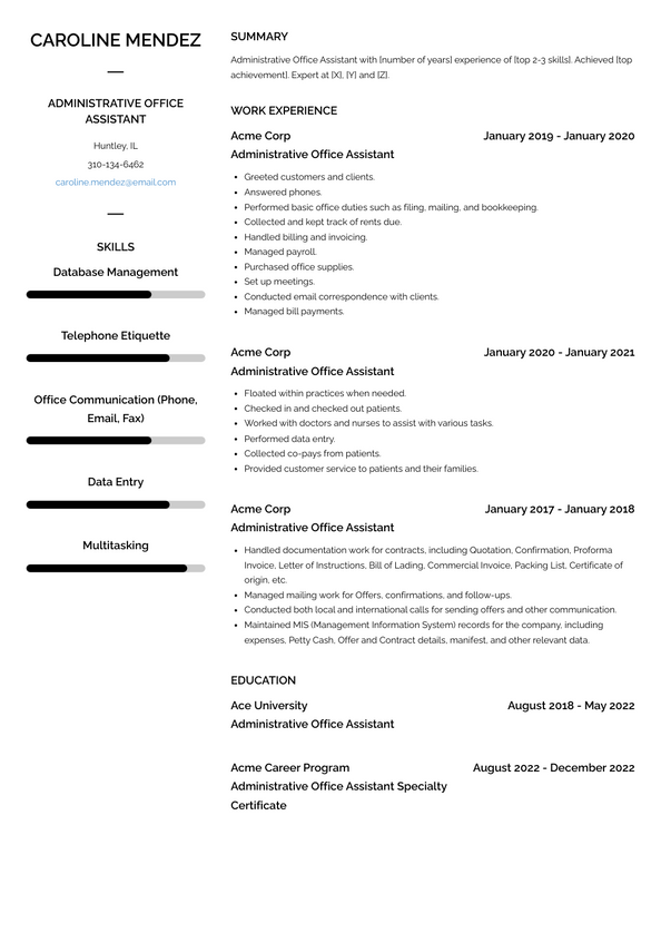 Administrative Office Assistant Resume Examples and Templates