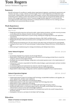 Network Engineer Resume Samples and Templates | VisualCV