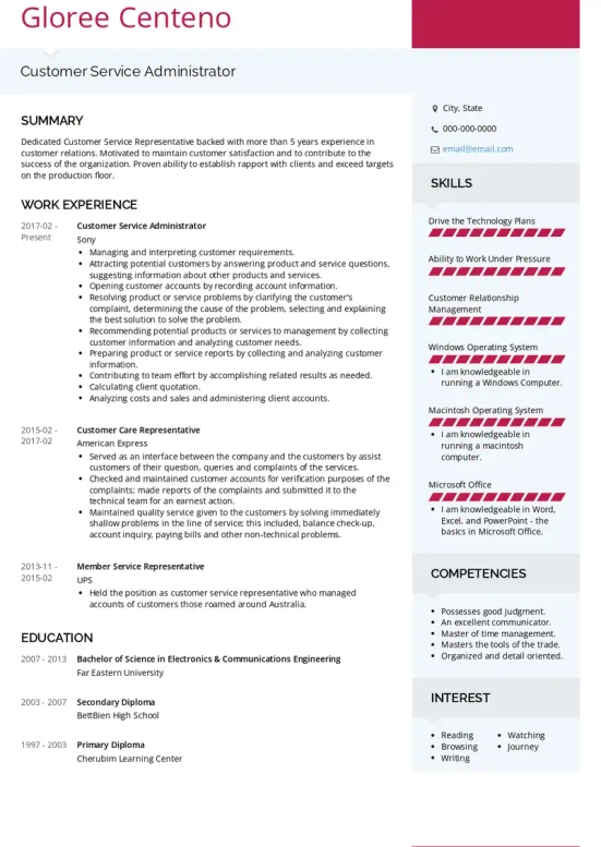 resume career objective examples customer service