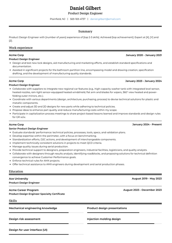 Product Design Engineer Resume Examples And Templates