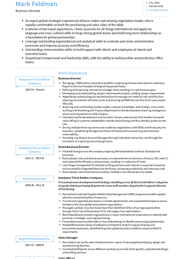 Business Director Resume Samples and Templates | VisualCV