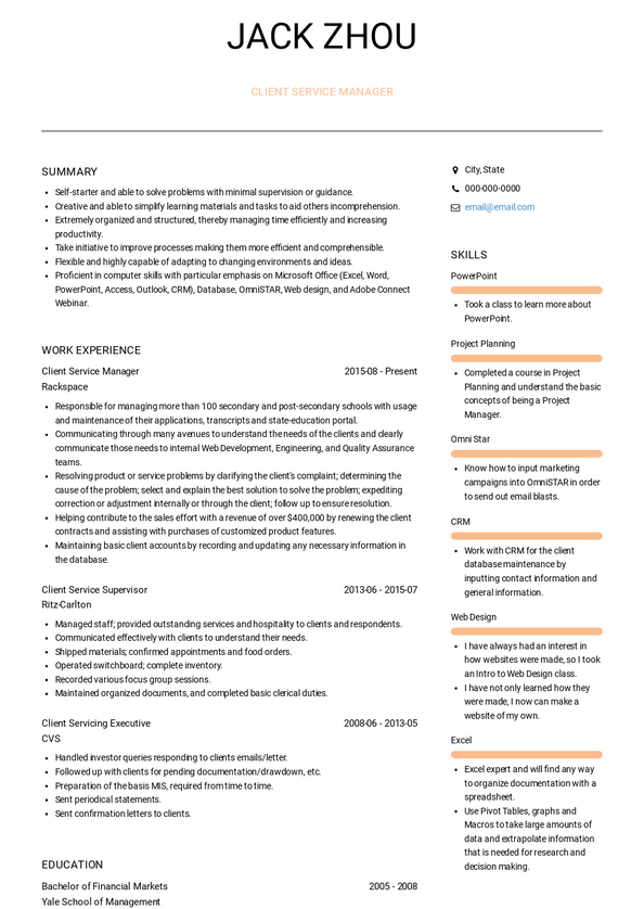 Client Services Resume Samples And Templates 