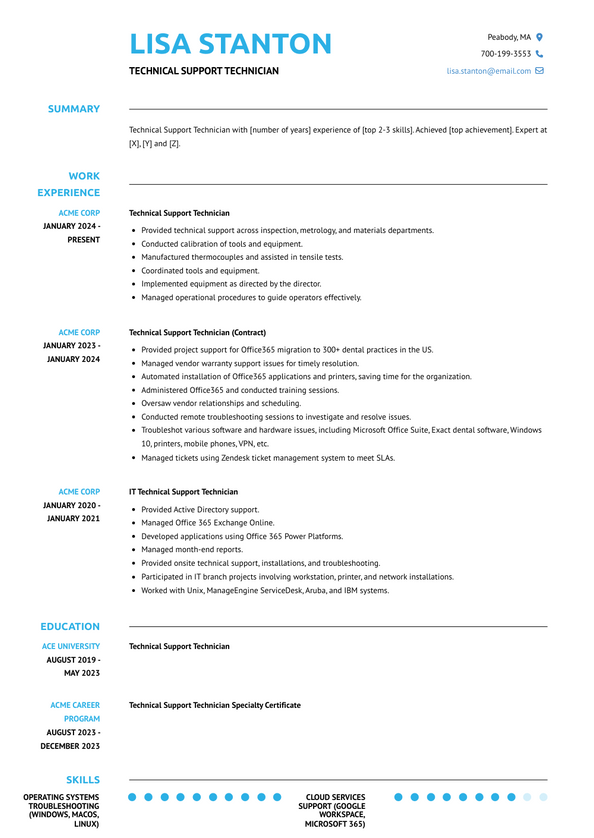 Technical Support Technician Resume Examples and Templates