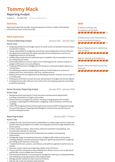 3+ Reporting Analyst Resume Examples and Templates