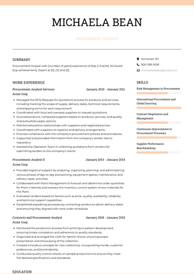 Procurement Analyst Resume Examples and Templates