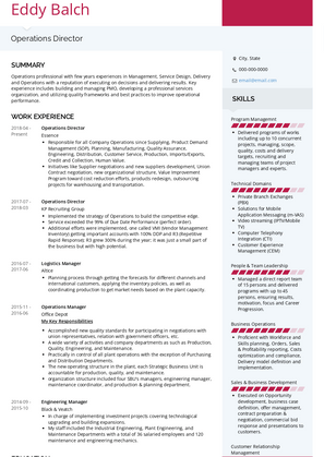 Operations Director Resume Samples and Templates | VisualCV