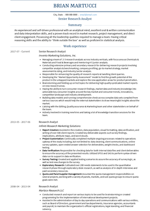 research analyst skills for resume