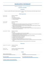 Assistant Controller Resume Examples And Templates   Assistant Controller Resume Example Monte 