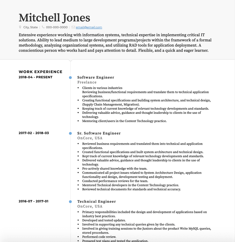 Freelancer CV Example and Template