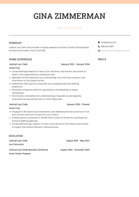 Judicial Law Clerk Resume Examples and Templates