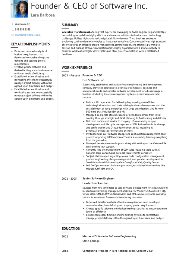 Entrepreneur Resume Samples and Templates | VisualCV