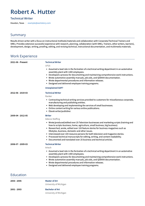 blue resume template monaco