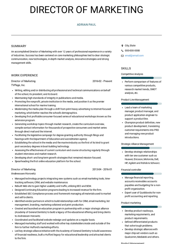 Marketing Director Resume Examples