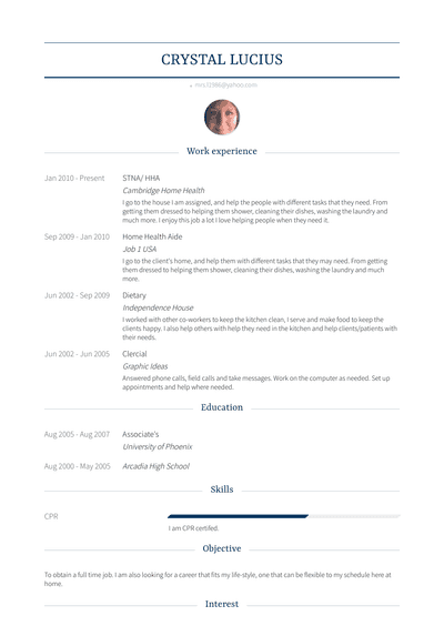 Hha Resume Samples and Templates | VisualCV