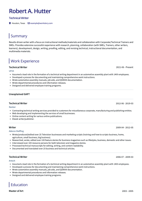 navy color resume template zenith